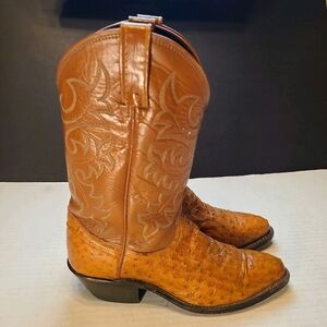 Dan Post Pin Quill Ostrich Leather Cowboy Boots Womens Size 7.5 M - DP2987